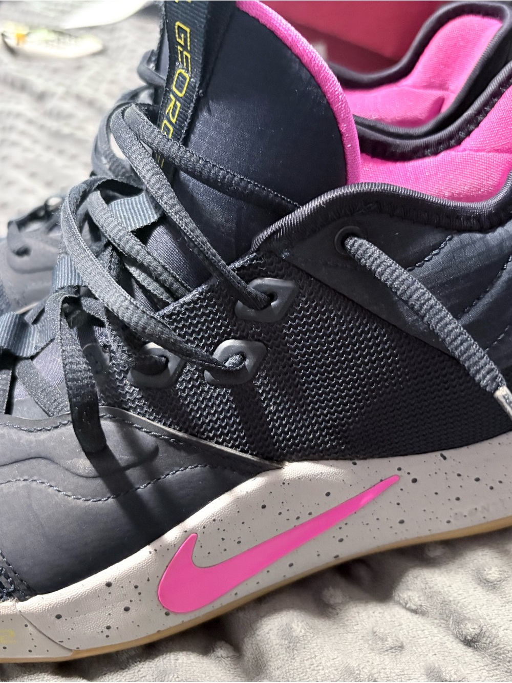 Nike Paul George’s: Blue and Grey with Pink Swoosh